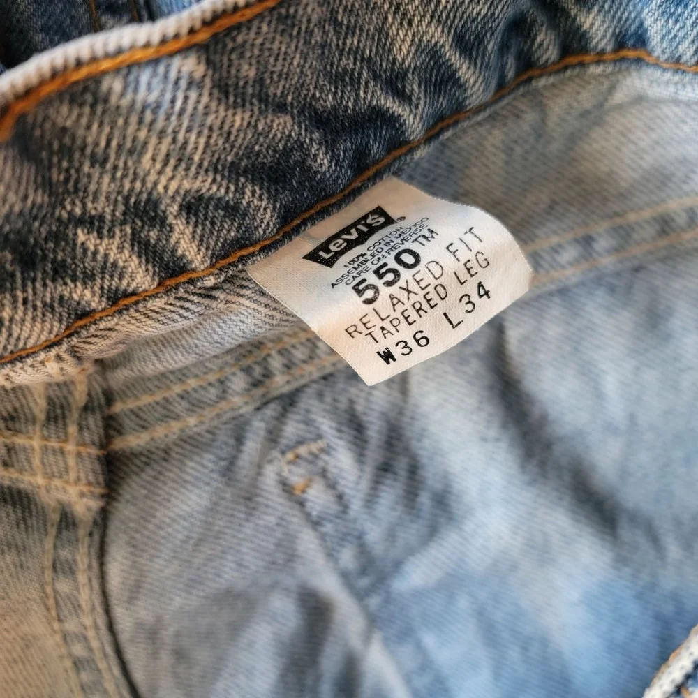Vintage Mens Levi's 550 Relaxed Fit Tapered Leg Orange Tab Acid Wash 36x34
